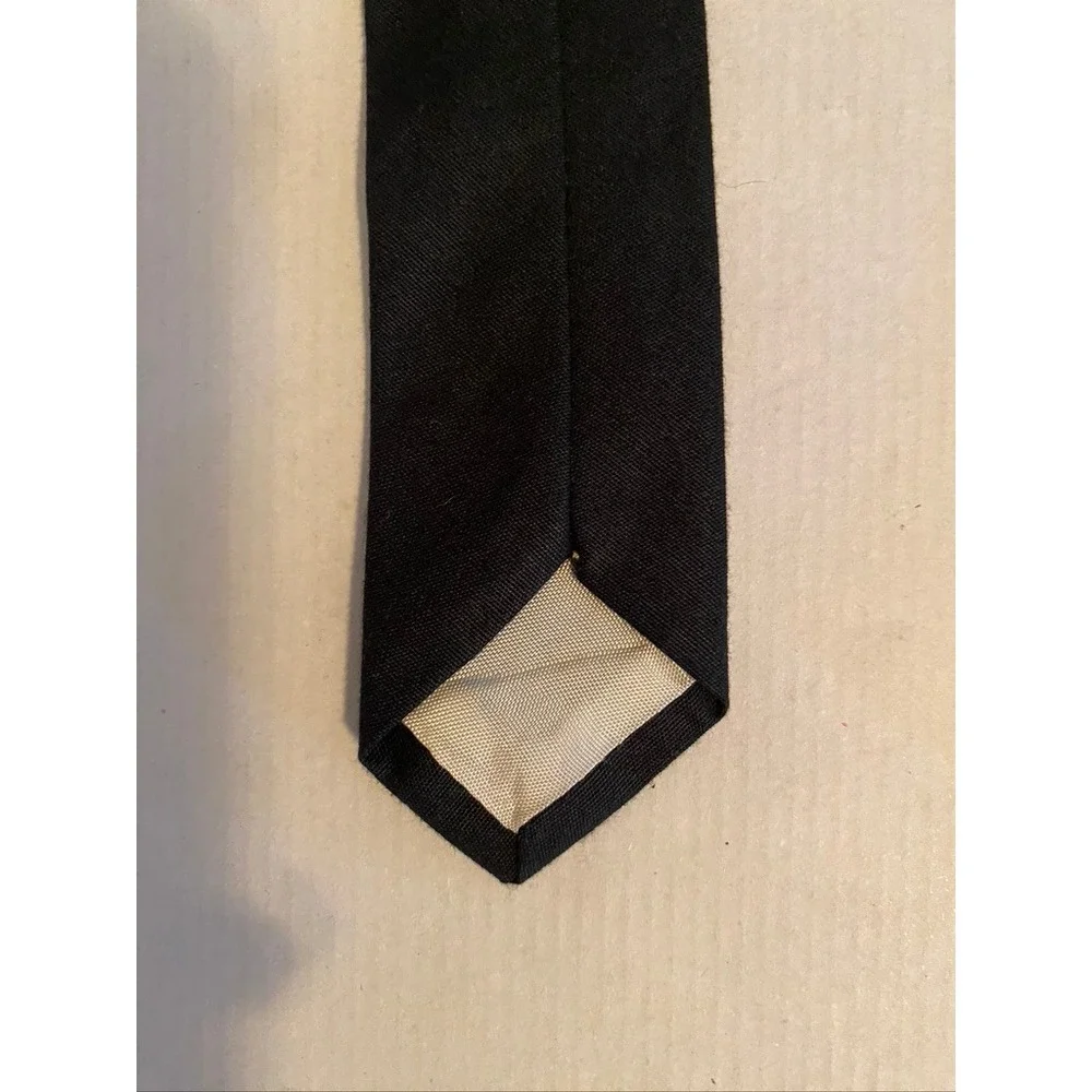 Solid Black Twill Skinny Necktie Classic Formal Business Professional Tie